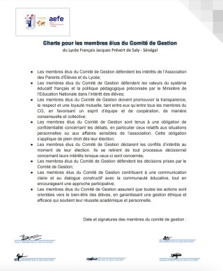 Le Comité de Gestion : Charte pour les membres élus du CG