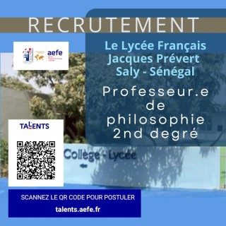 Offre d'emploi  :  Professeur.e de Philosophie